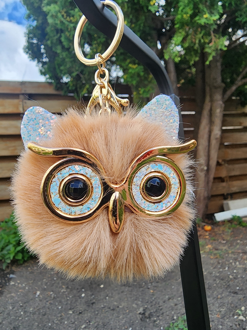 Adorable Owl Faux Fur Pom Keychain Bag Charm - Pick One - Picture 4 of 4